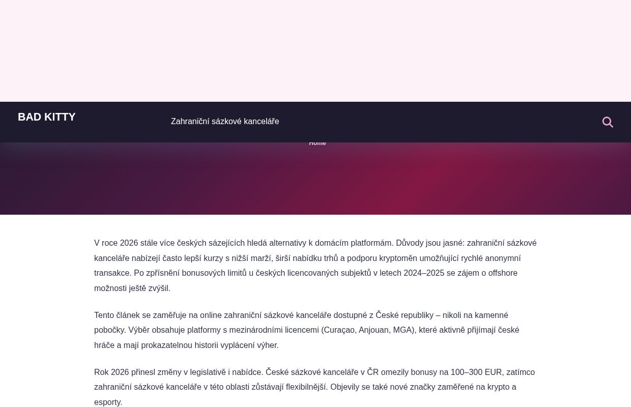 Zahraniční sázkové kanceláře - Bad Kitty