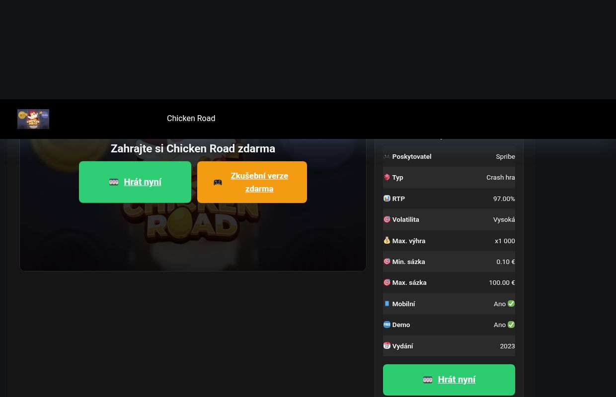 Chicken Road ➯ Hraj demo zdarma - 2026