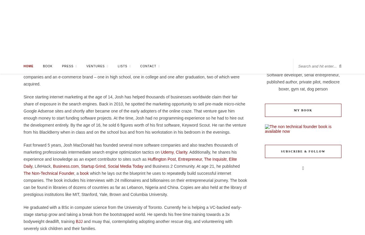 Josh MacDonald – Author & Entrepreneur – Internet Entrepreneur, Software Developer, Canadian