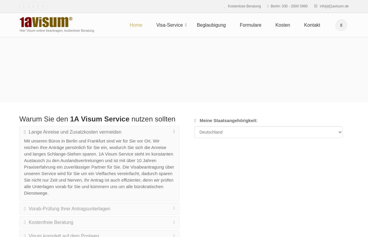 1a Visum Service | Offizielle Seite