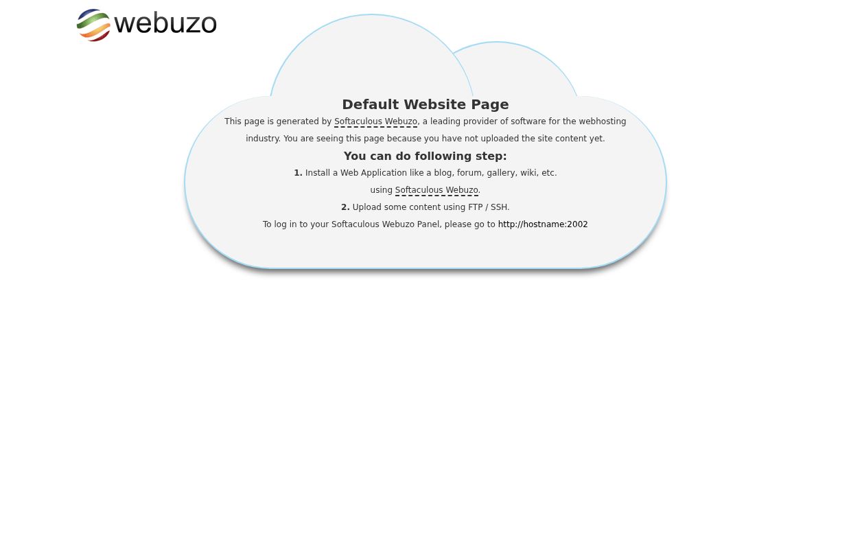 Softaculous Webuzo | Default Website Page
