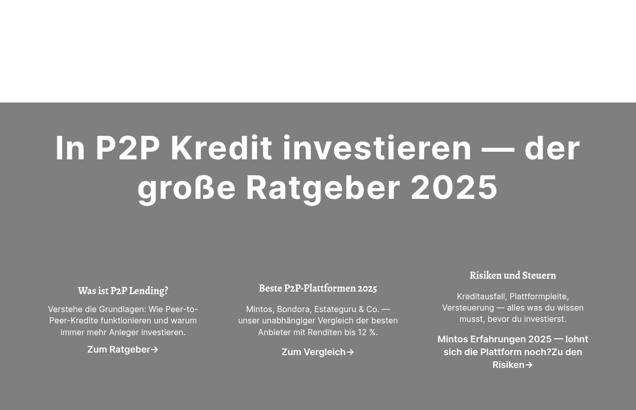 P2P Kredit investieren 2026 - Plattformen, Erfahrungen, Rendite-Vergleich
