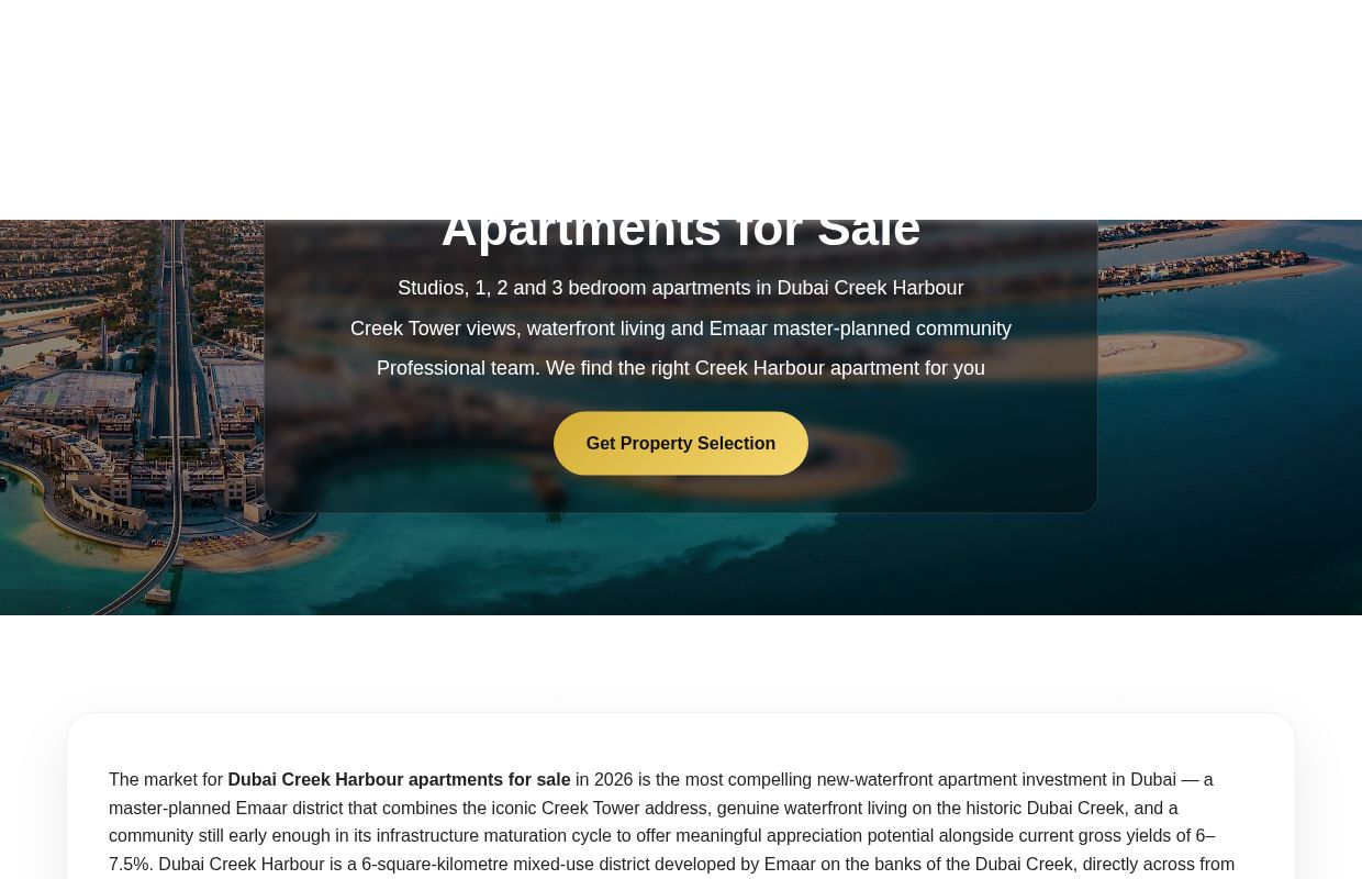 Dubai Creek Harbour Apartments for Sale