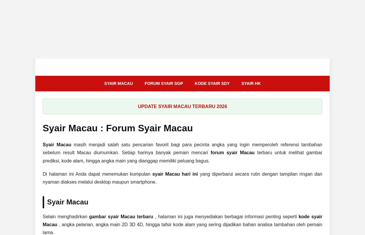 Syair Macau : Forum Syair Macau - Prediksi Macau Lengkap