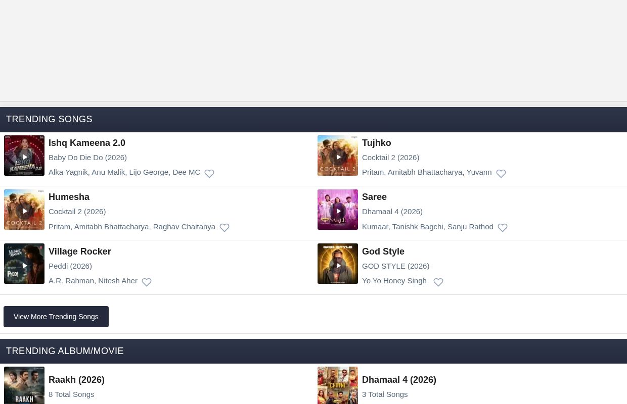 Download Latest Bollywood, Indian Pop & Punjabi MP3 Songs 2026 | Ghantanew.com