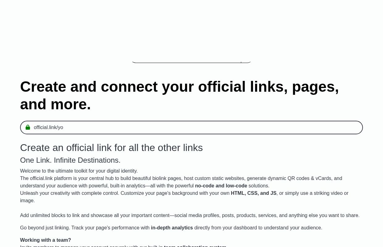 Create an official link.  @ official.link