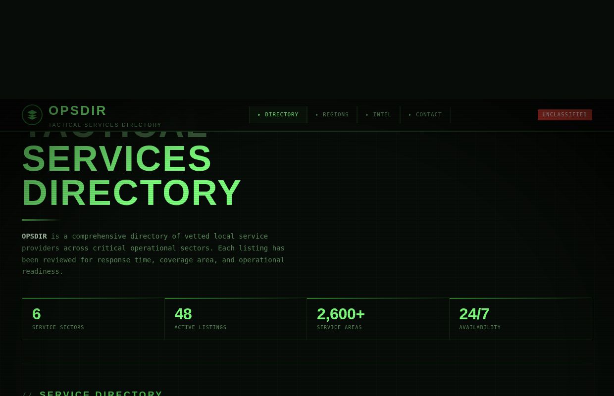 OPSDIR // Tactical Services Directory