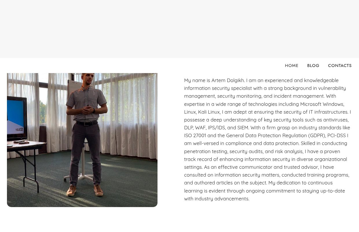 Home - Artem Dolgikh. Information Security Specialist