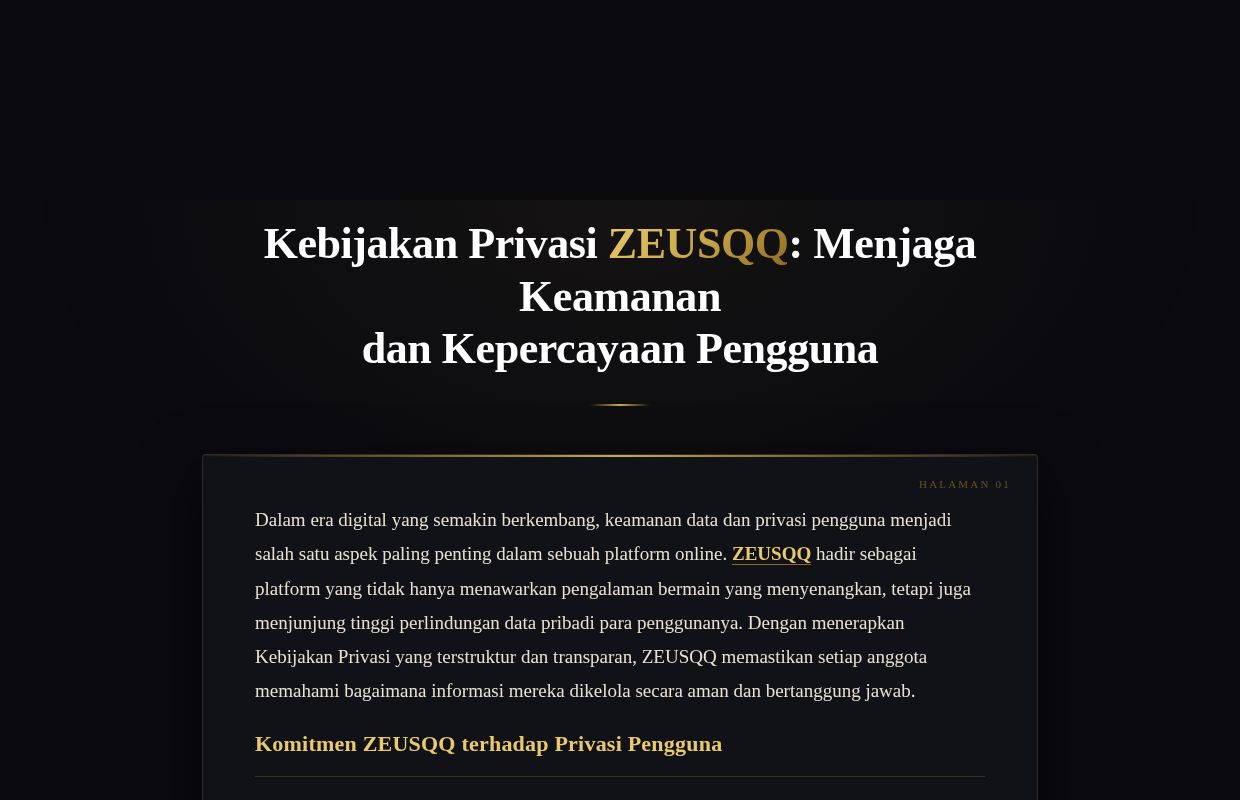 Kebijakan Privasi ZEUSQQ