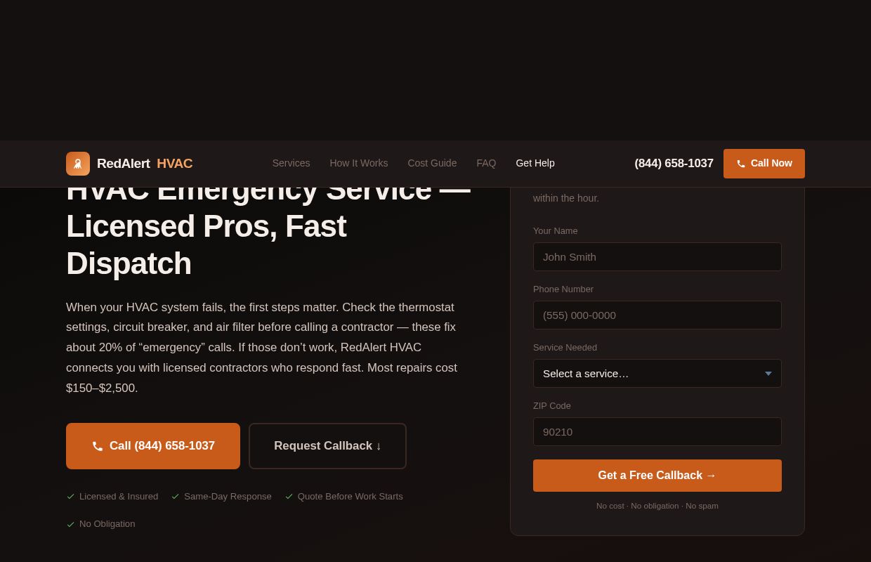 HVAC Emergency Service | Licensed Pros · RedAlert HVAC