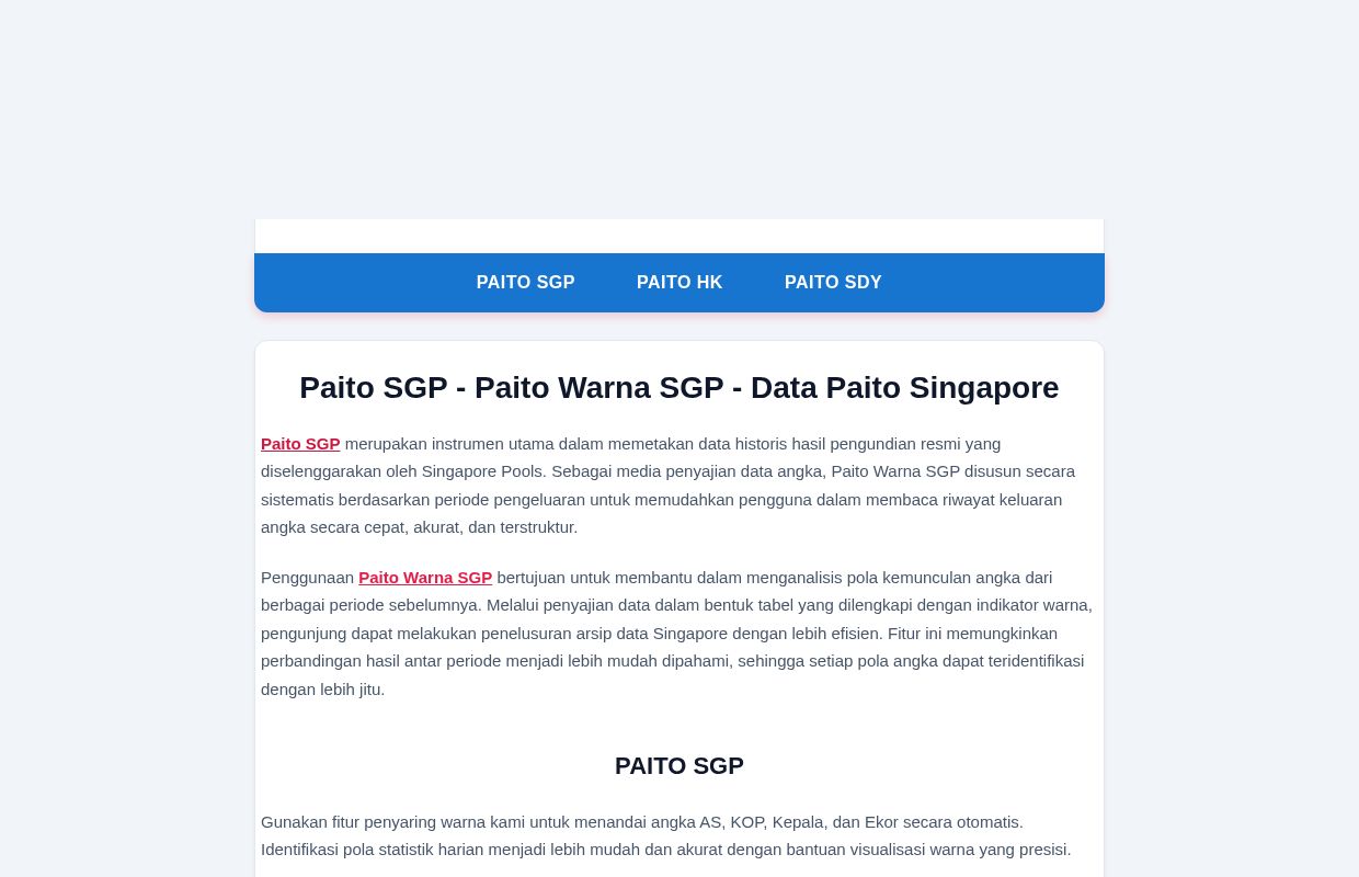 Paito SGP - Paito Warna SGP - Data Paito Singapore
