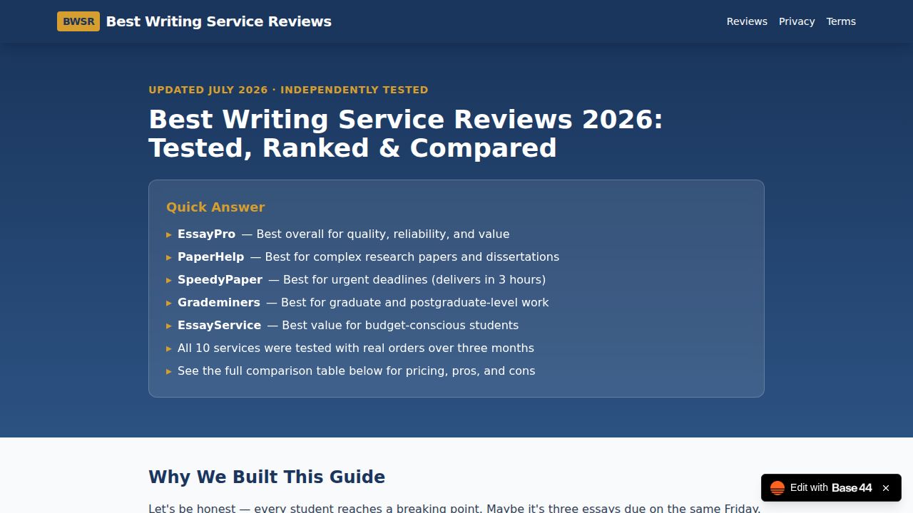 Best Writing Service Reviews 2026: Tested, Ranked & Compared