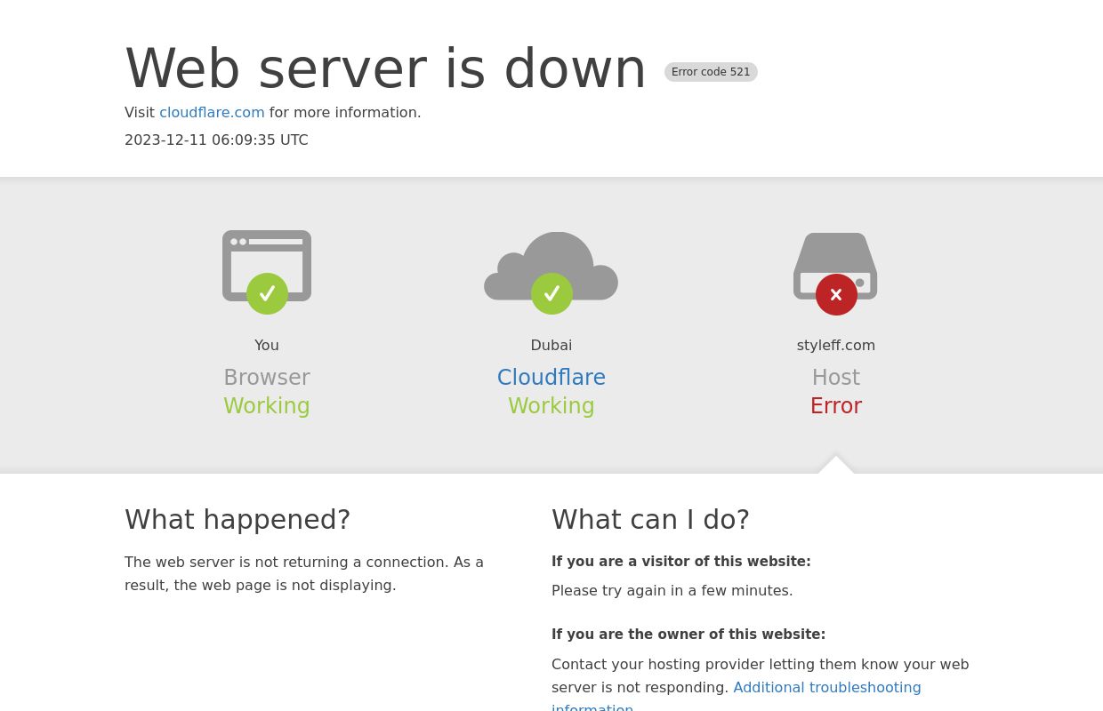 styleff.com | 521: Web server is down