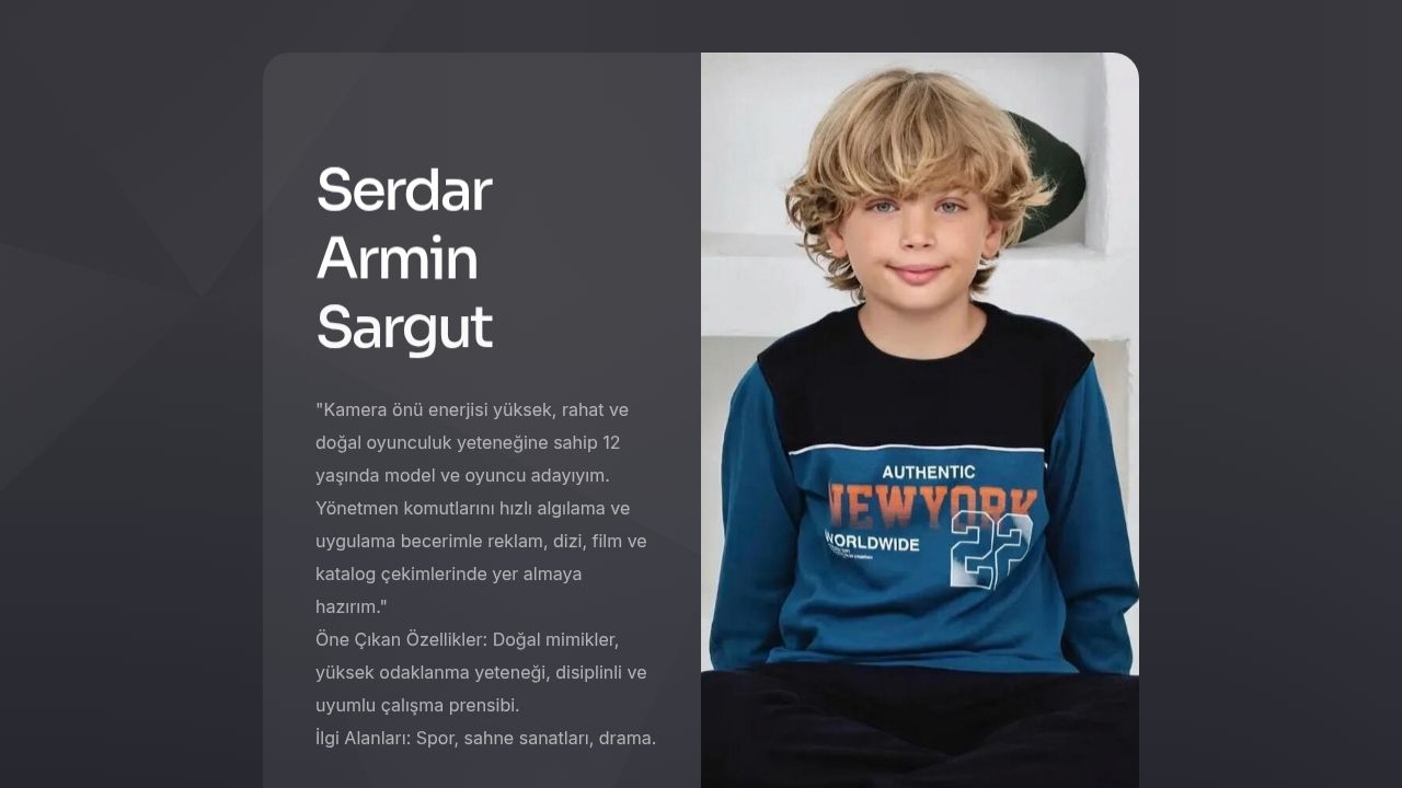 Serdar Armin Sargut | Çocuk Oyuncu & Model
