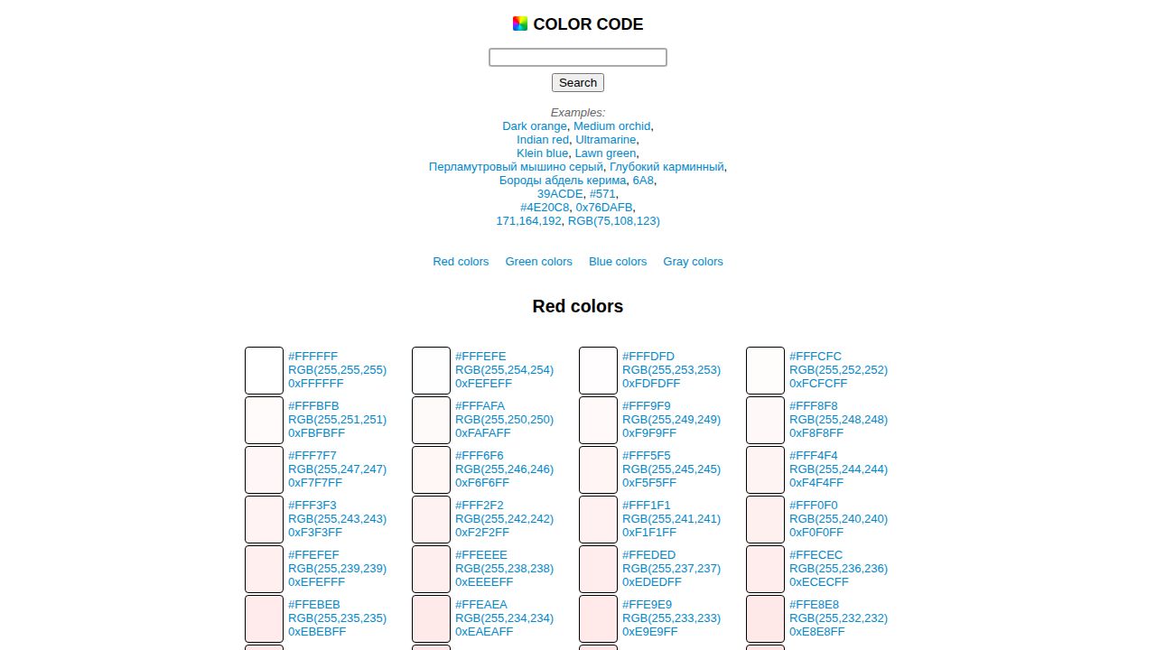 Color code HTML, CSS, RGB, HEX