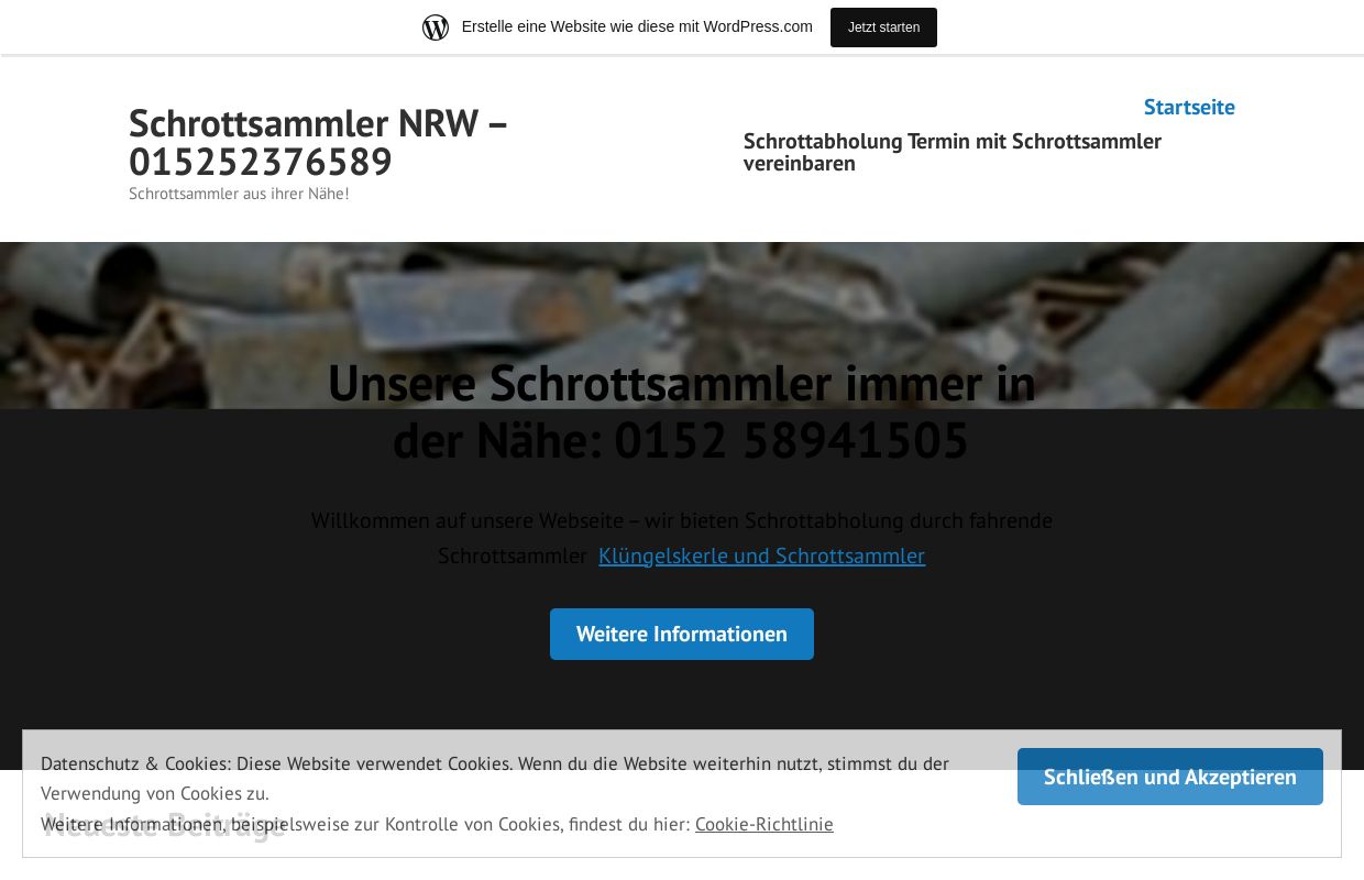 Schrottsammler NRW – 015252376589 – Schrottsammler aus ihrer Nähe!