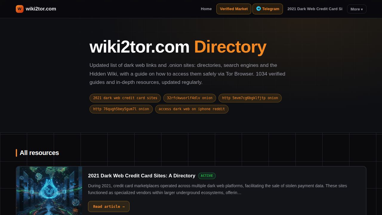wiki2tor.com — Updated list of dark web links and