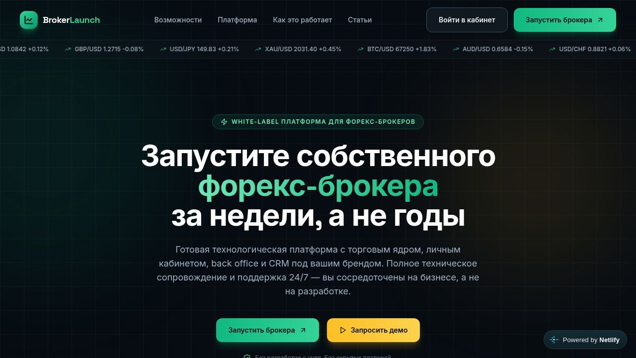 BrokerLaunch — Запуск форекс-брокера на white-label платформе