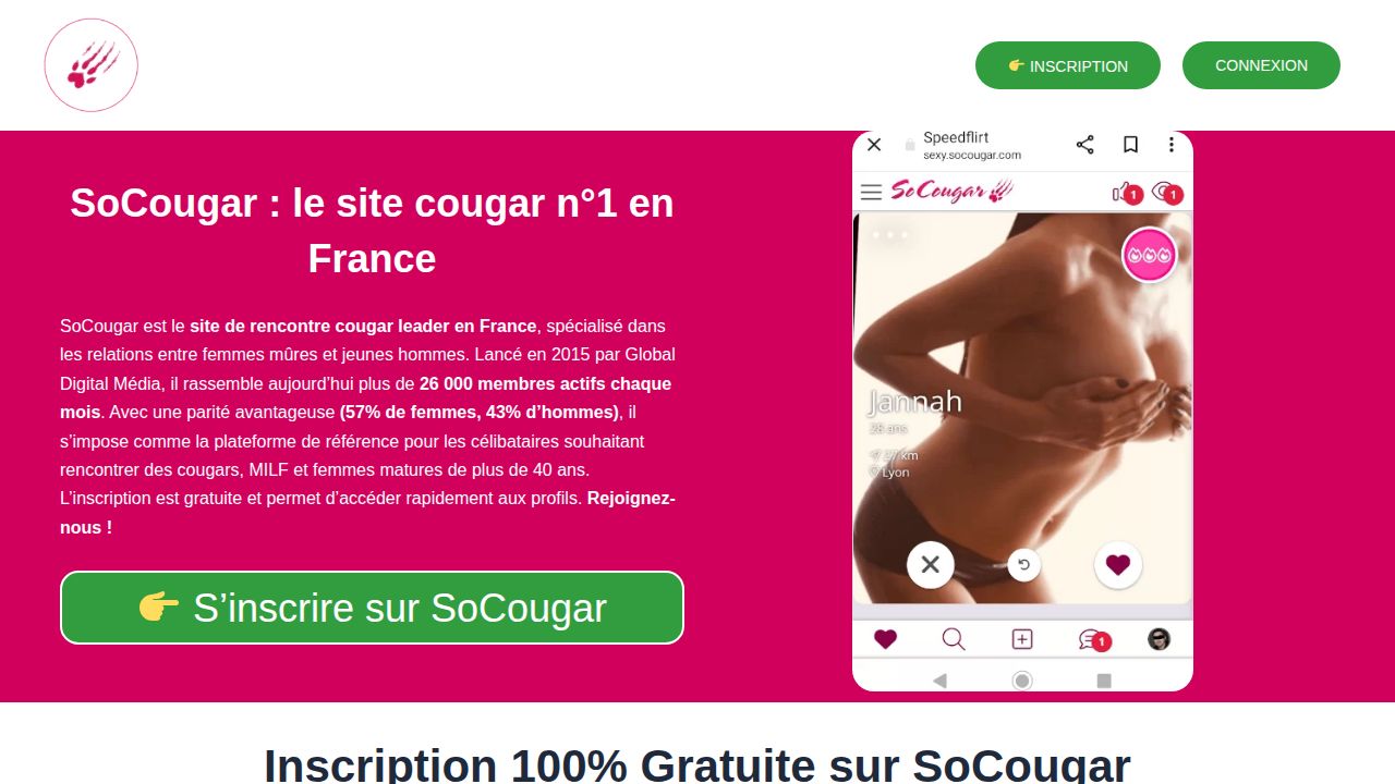 SoCougar : Le site cougar n°1 en France en 2026