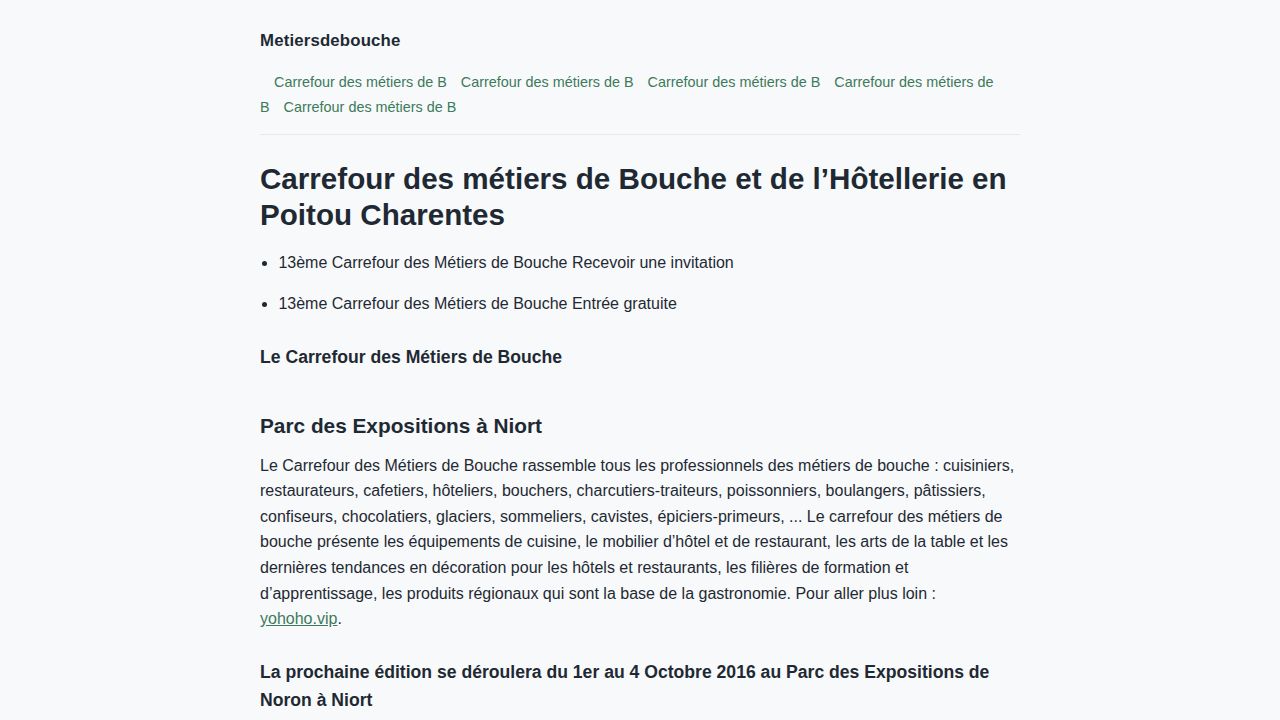 Carrefour des métiers de Bouche et de l’Hôtellerie en Poitou Charentes