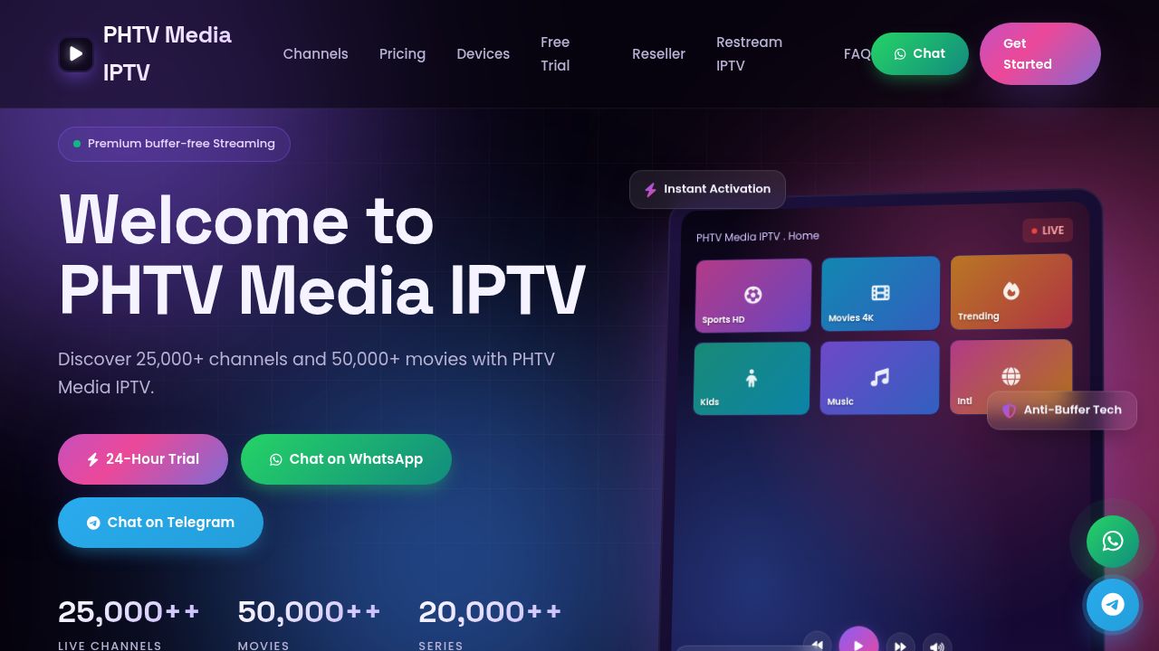 PHTV Media IPTV - Best IPTV Subscription 2026 | Stream Instantly