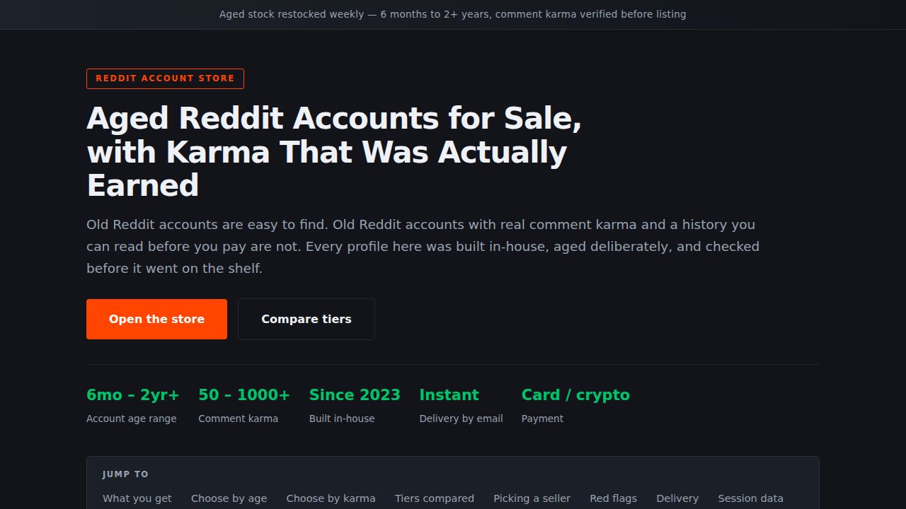Aged Reddit Accounts for Sale — Real Comment Karma, Verified History