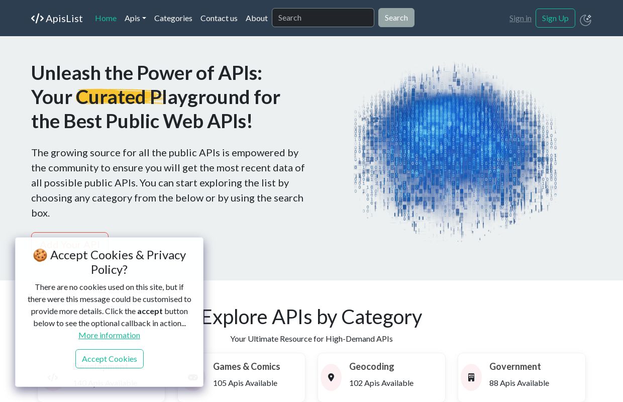 The Public APIs List, a curated list for the public web Apis