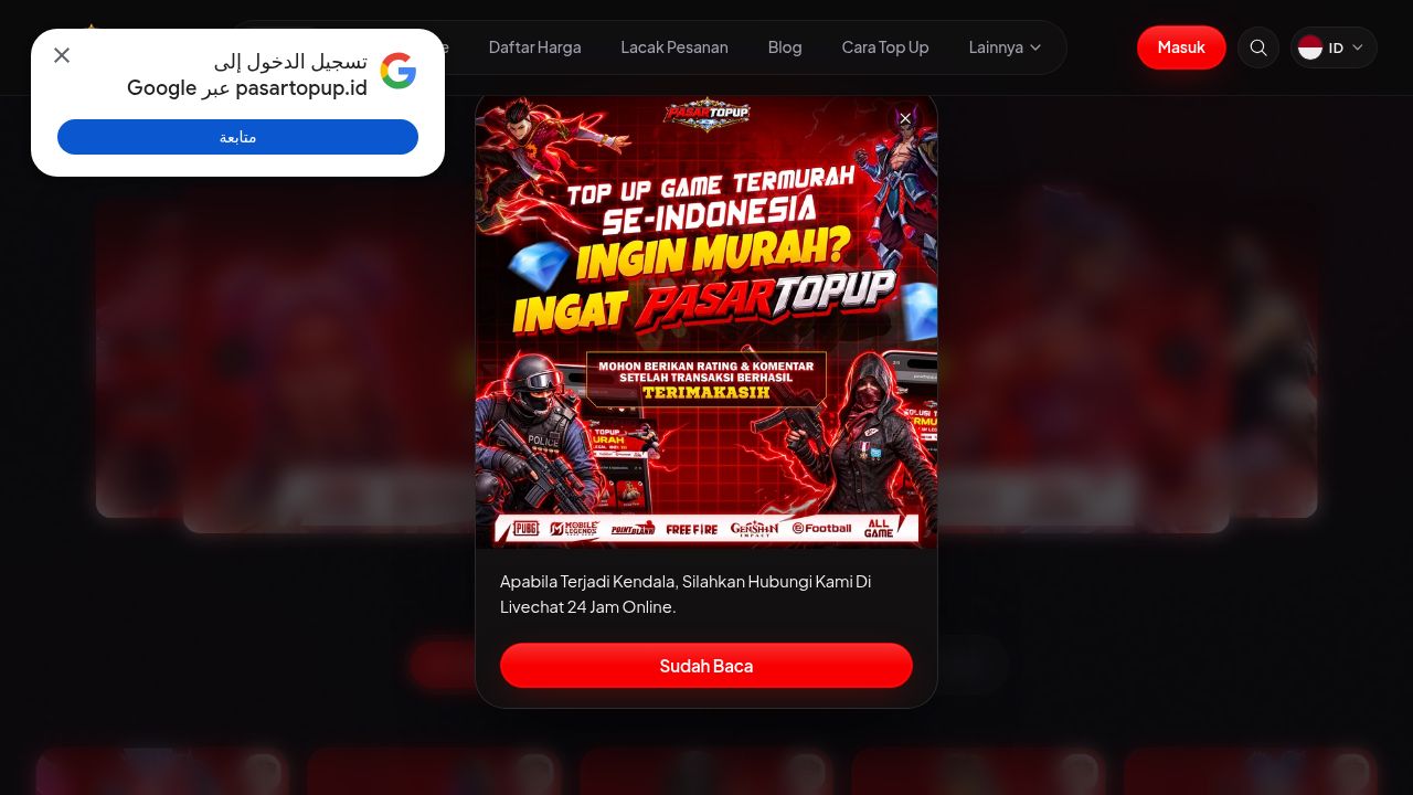 PASARTOPUP | Beli UC Pubg Mobile Paling Murah, Top Up Mobile Legends Game Lengkap