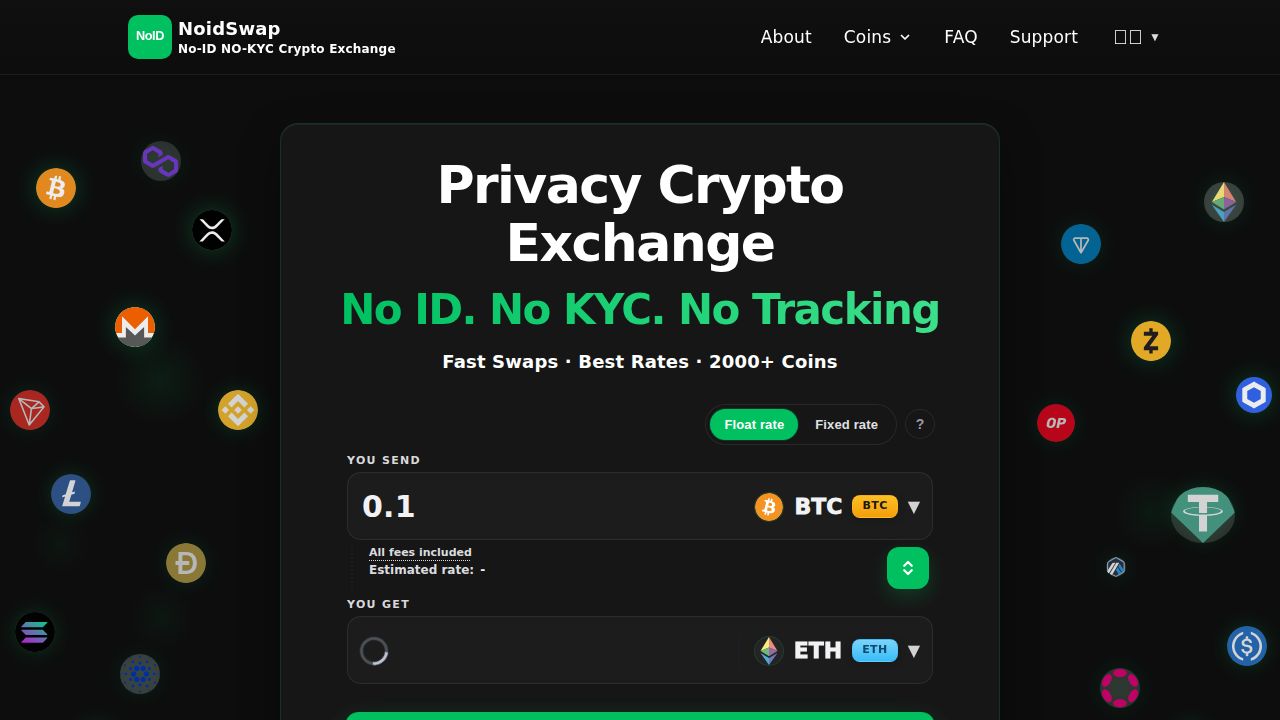 NoidSwap — No-ID NO-KYC Crypto Exchange · best rates | No Id Swap