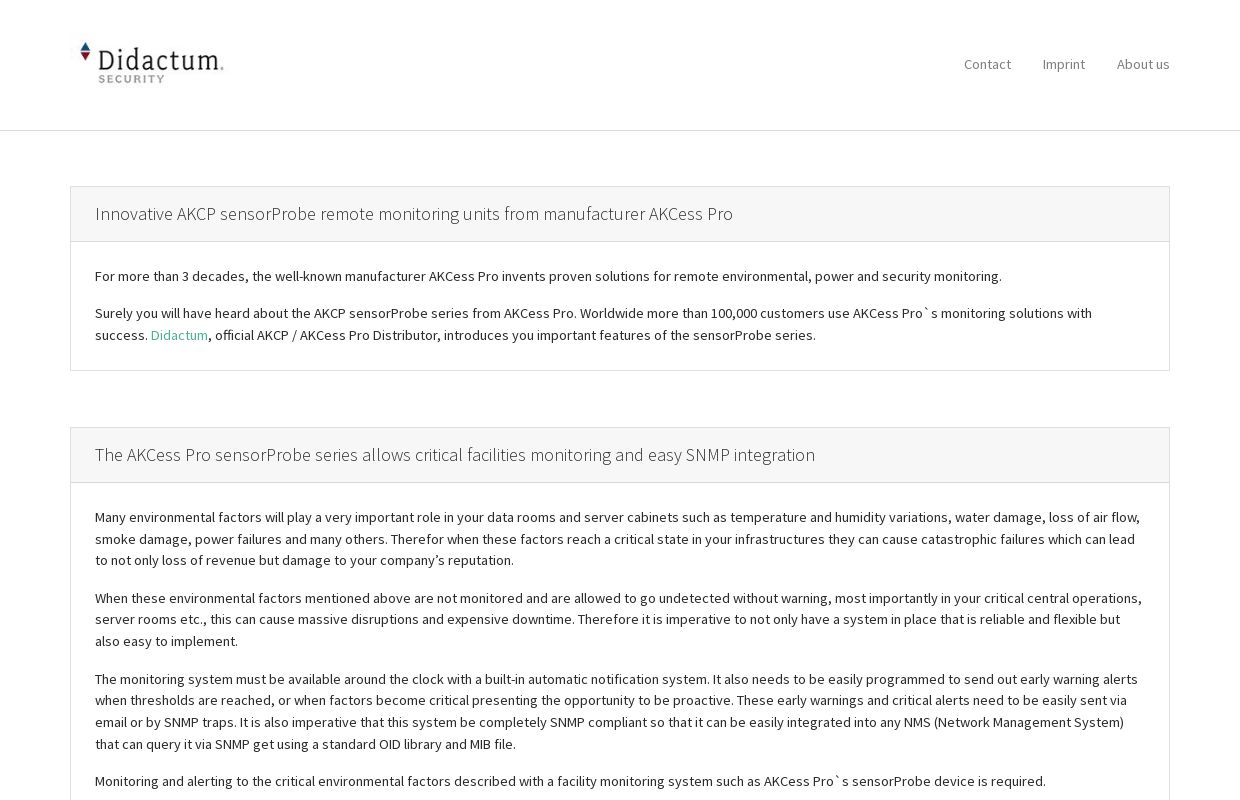 AKCess Pro | Manufacturer of AKCP sensorProbe units and sensors
