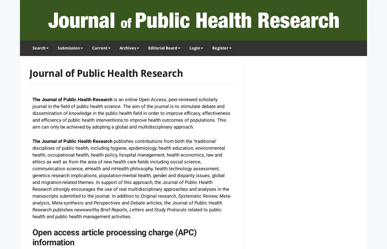 Journal of Public Health Research - Journal of Public Health Research