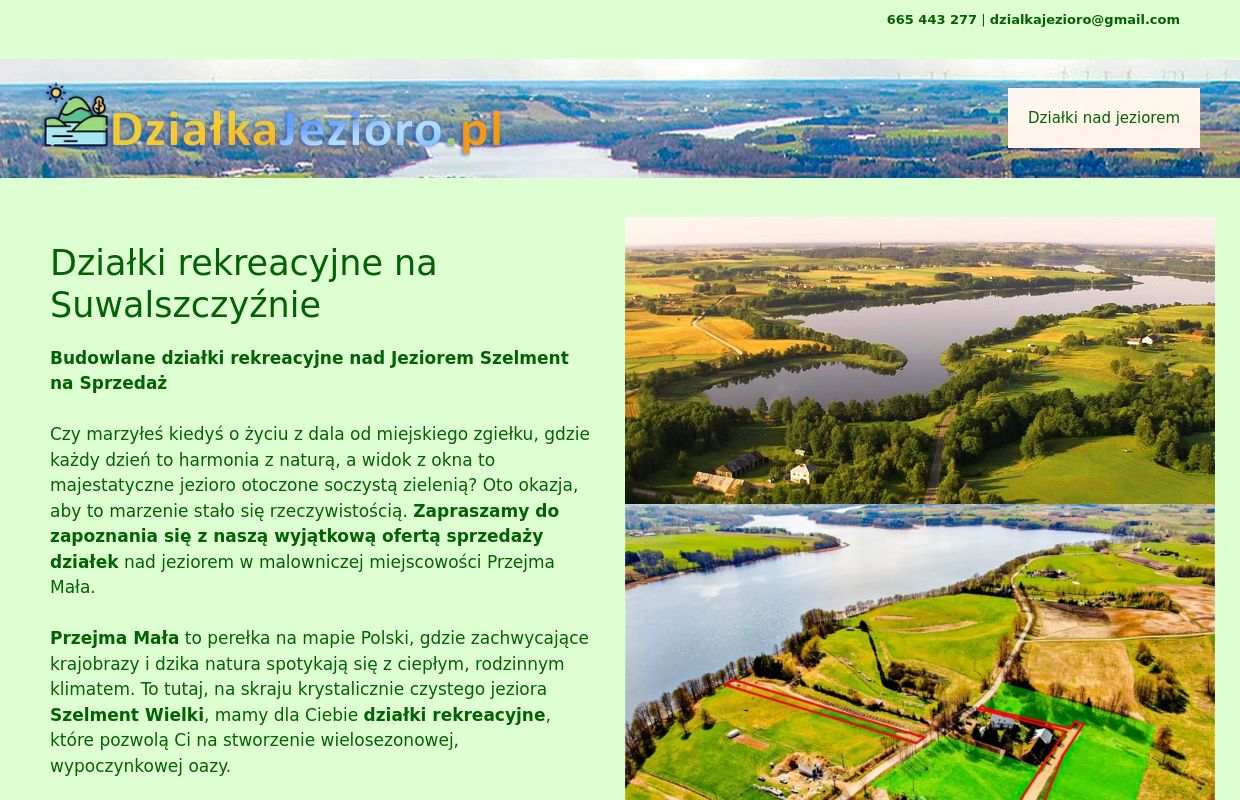 - Działki nad jeziorem