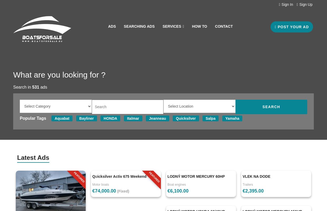 Boats for sale - selling new and used boats in Europe, free boat advertise