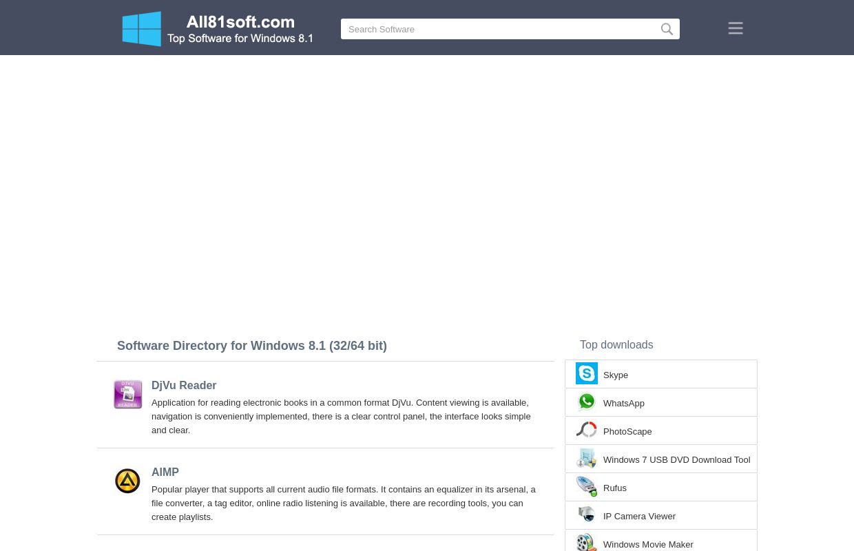 Software Directory for Windows 8.1 (32/64 bit) in English