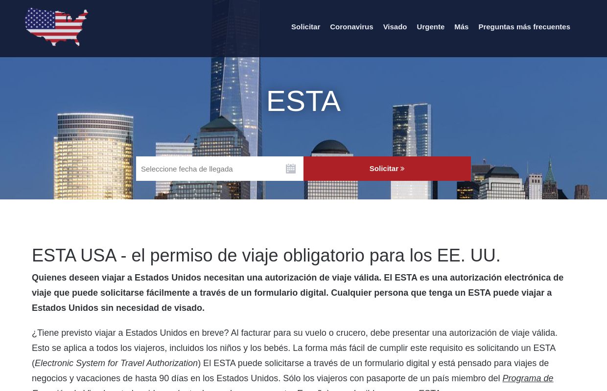 ESTA | Solicite online su permiso de viaje para EE. UU.