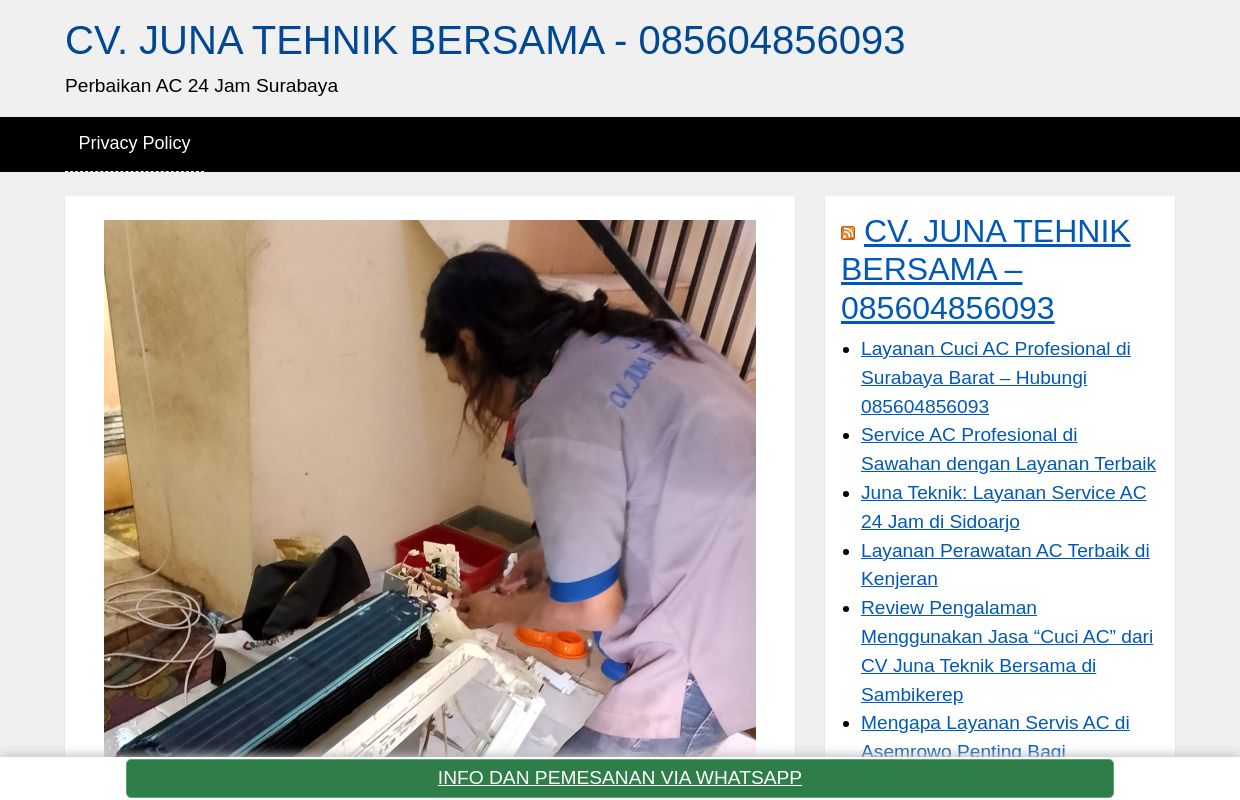 CV. JUNA TEHNIK BERSAMA – 085604856093 – Perbaikan AC 24 Jam Surabaya