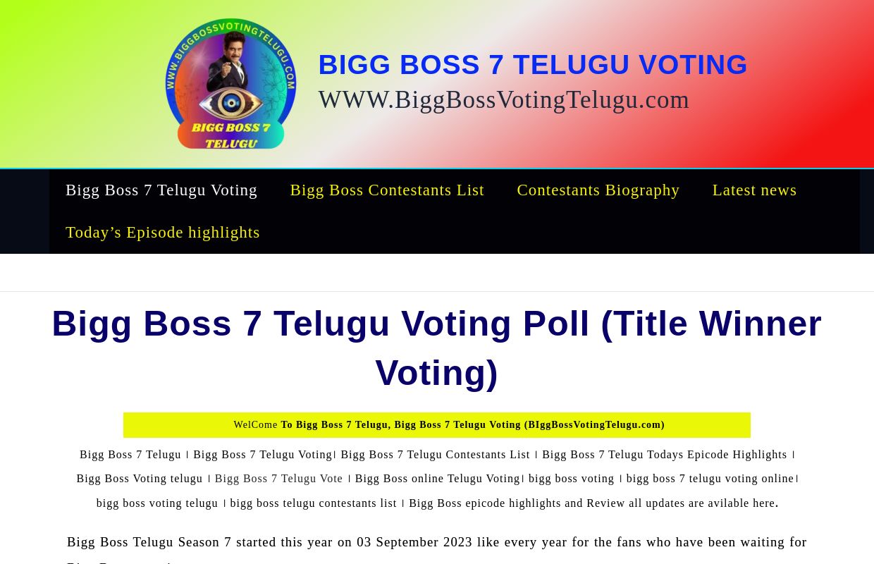 Bigg Boss 7 Telugu Voting Today Live । (Online Voting & Results) By Nithya Reddy