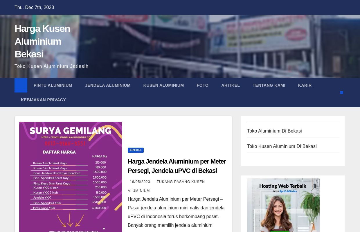 Harga Kusen Aluminium Bekasi - Toko Kusen Aluminium Jatiasih