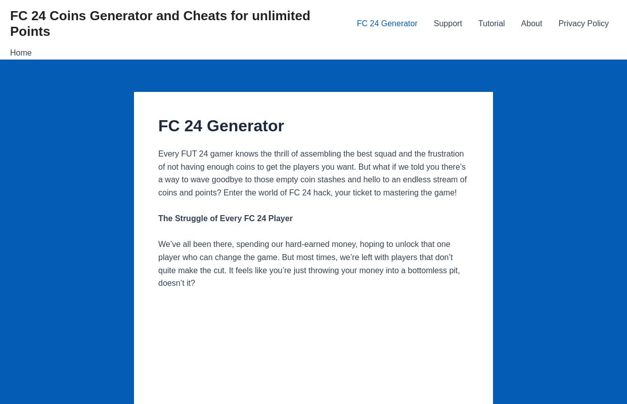 FC 24 Coin Generator, Cheats and Hack for free Coins