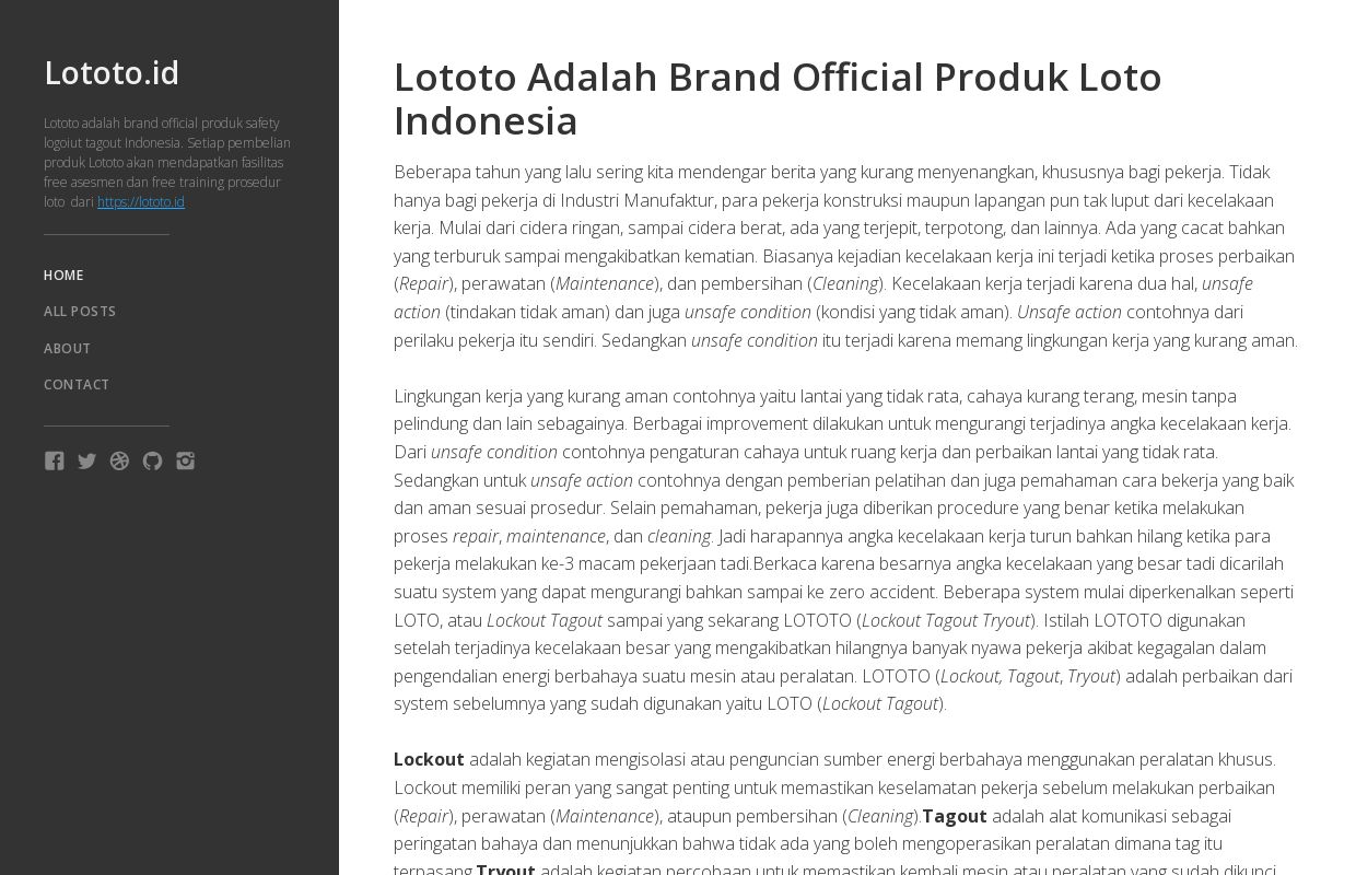 Lototo.id adalah Brand Official Lototo Safety Logout Tagout Indonesia