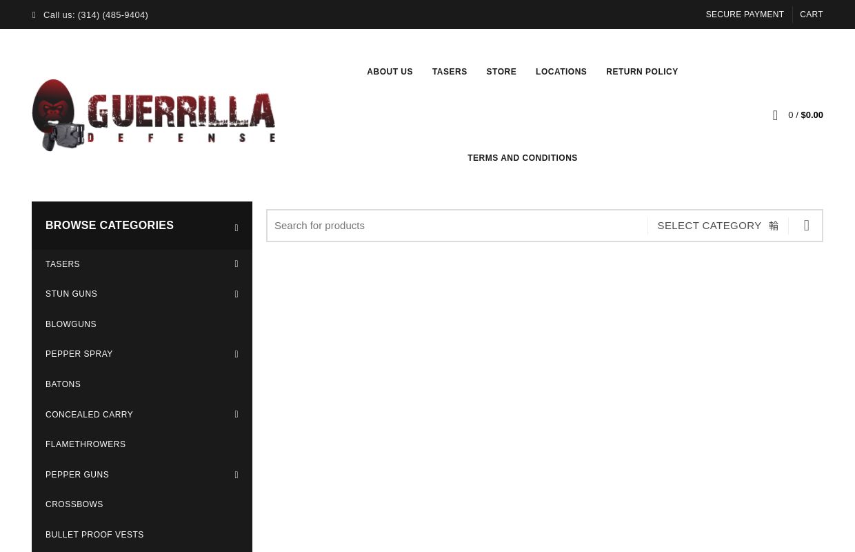 Guerrilla Defense Personal Protection & Safety – Quality Taser Guns, Pepper Spray. and Stun Guns