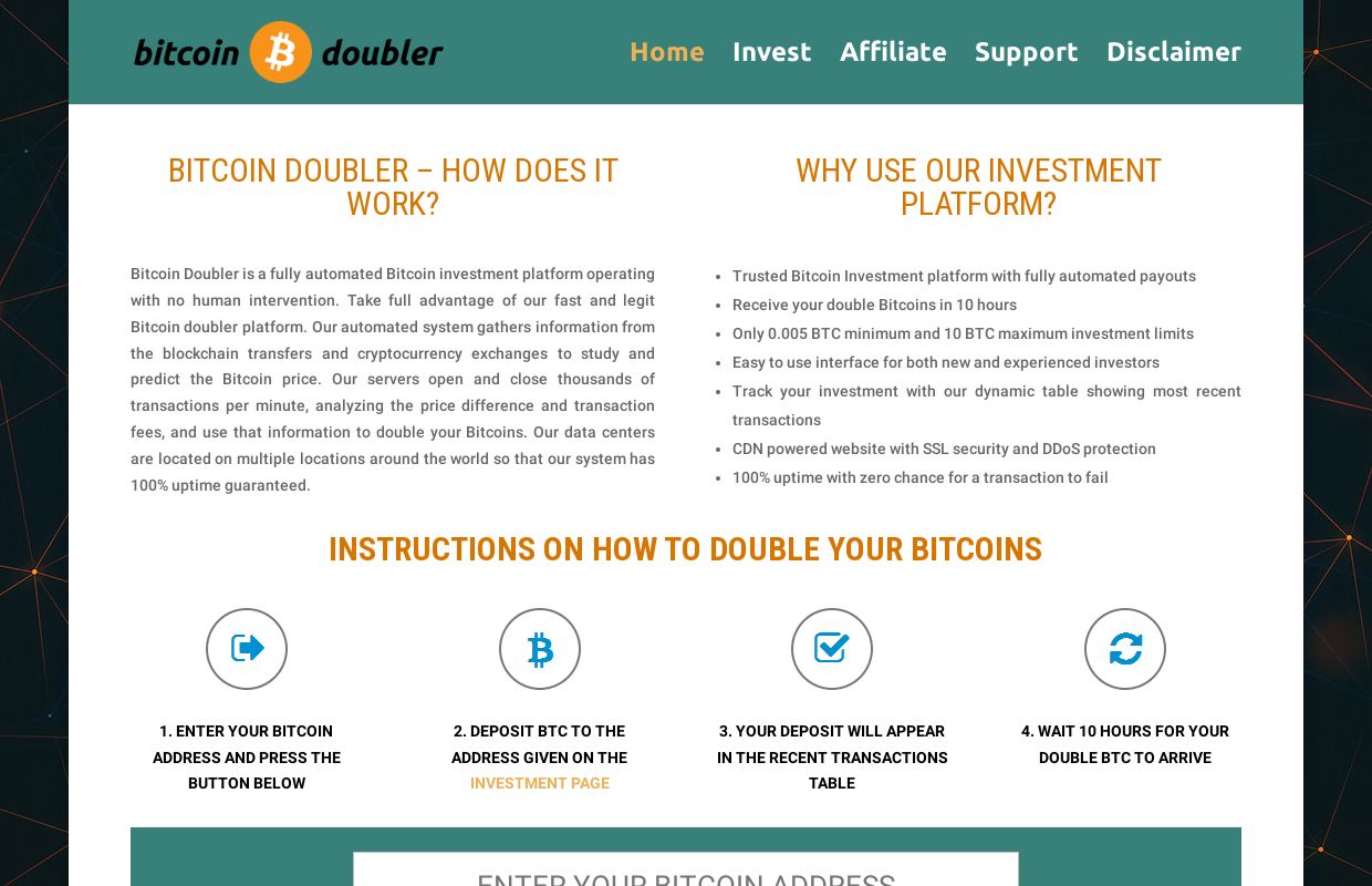 Bitcoin Doubler - Double your BTC in just 10 hours