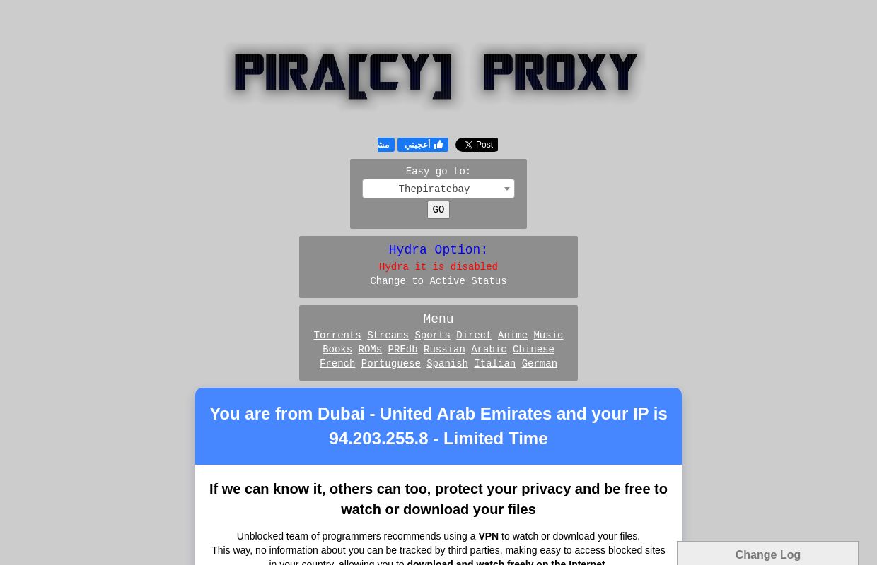 Pira[cy] Proxy - Unblock your favourite Pira[cy] sites!