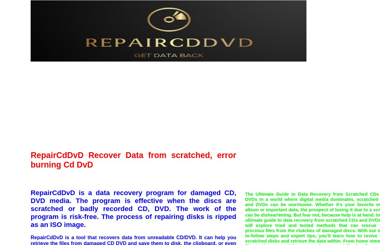 RepairCdDvD - Get Data Back Recovery Discs