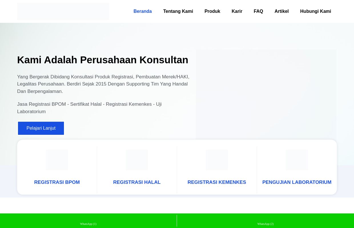 Jasa Registrasi BPOM - Halal - Kemenkes - Uji Laboratorium