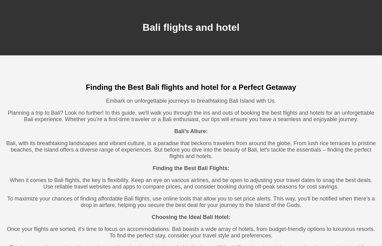 Finding the Best Bali flights and hotel for a Perfect Getaway