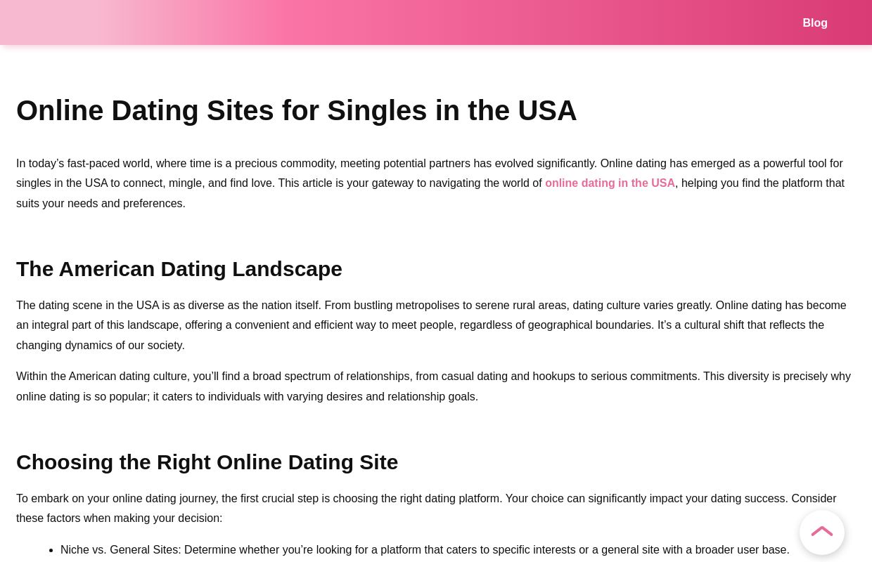 Top Online Dating Sites for Singles in the USA