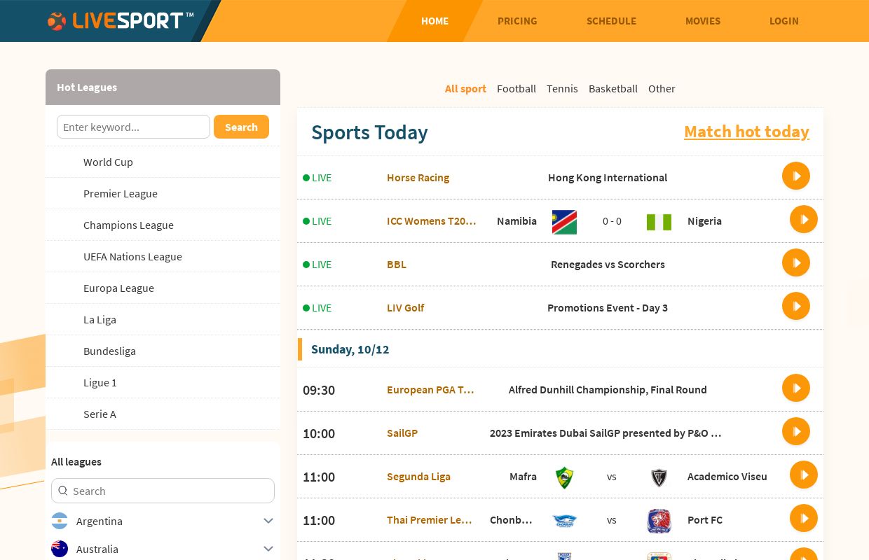 Livesport365.live wyniki na żywo livesports Football