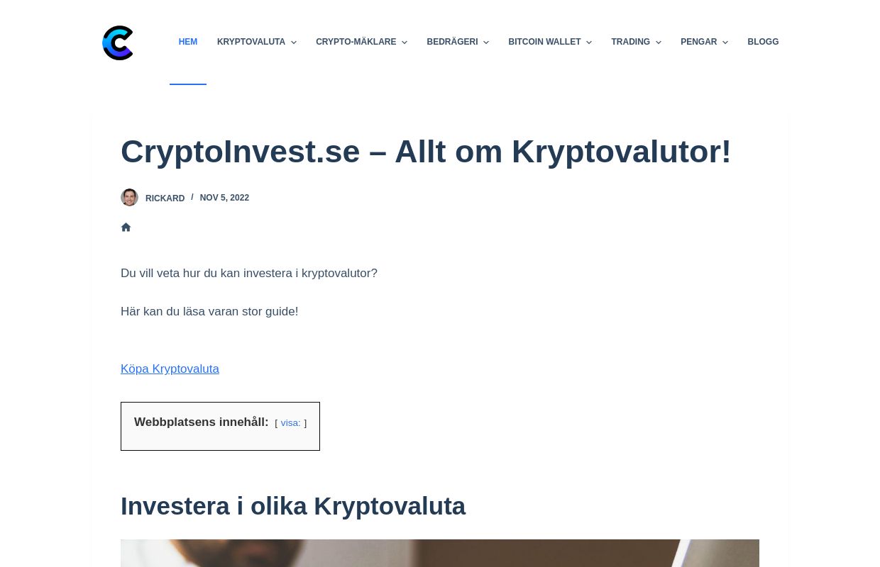 Välkommen Till CryptoInvest.se - allt om Kryptovalutor!