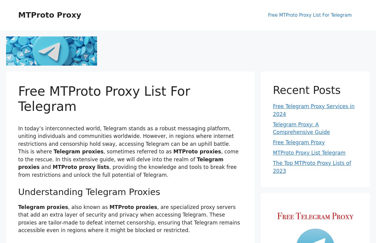 Free MTProto Proxy List For Telegram - MTProto Proxy